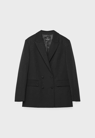 Двубортный пиджак с блестящей отделкой- Заказать в России