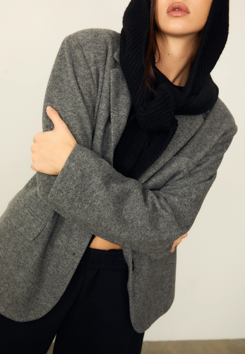 Объемный пиджак с узором в елочку