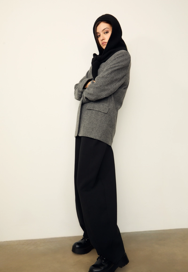 Объемный пиджак с узором в елочку