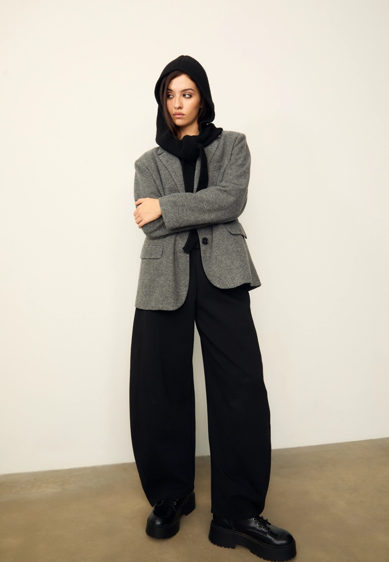 Объемный пиджак с узором в елочку