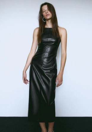 Платье-миди из искусственной кожи- Заказать в России