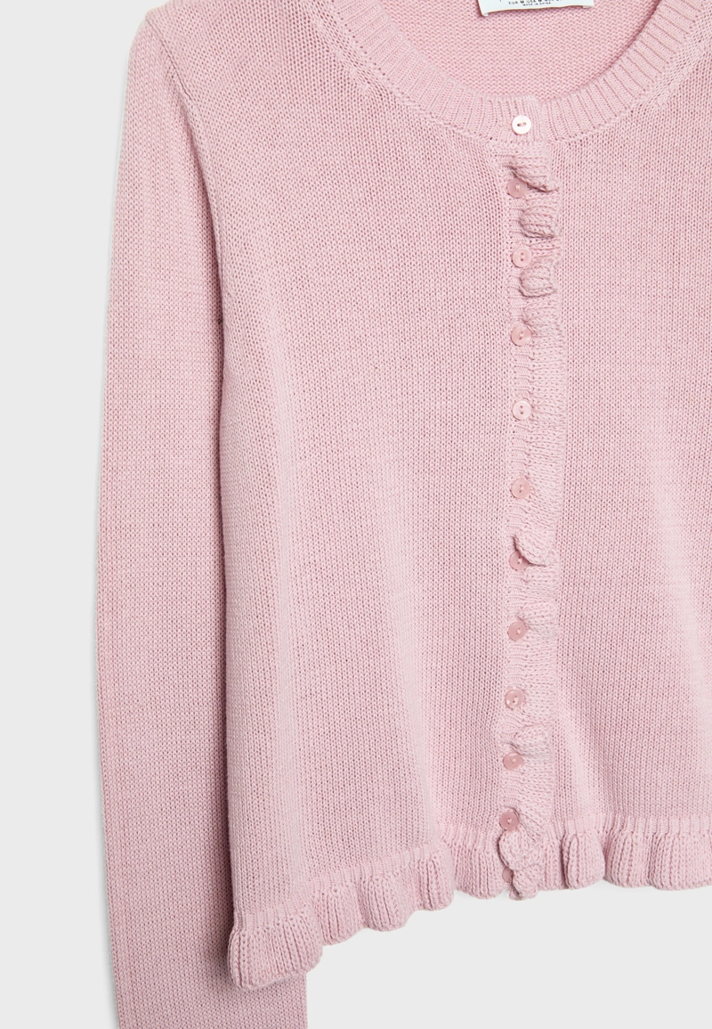 Трикотажный кардиган с пуговицами и оборками