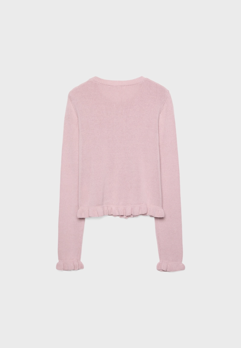 Трикотажный кардиган с пуговицами и оборками