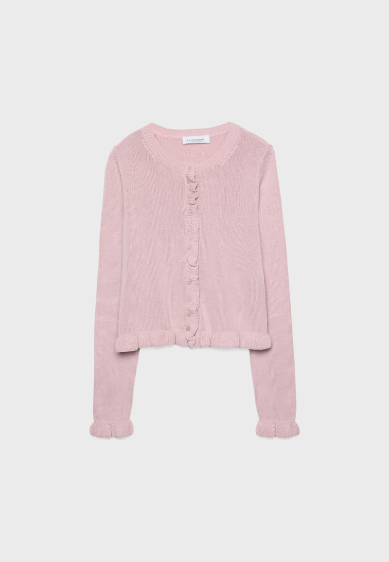 Трикотажный кардиган с пуговицами и оборками