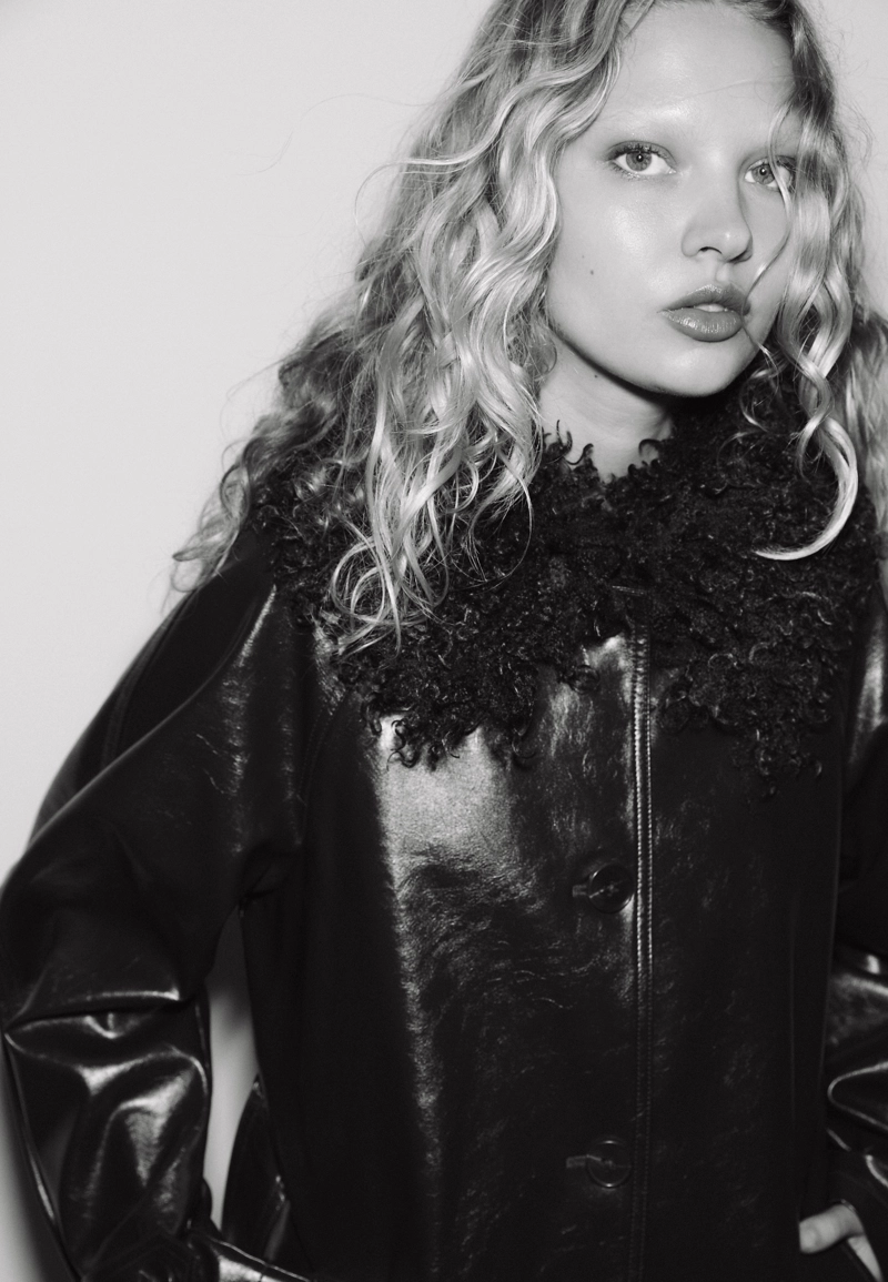 Длинный тренч из искусственной кожи