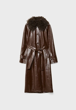 Длинный тренч из искусственной кожи- Заказать в России