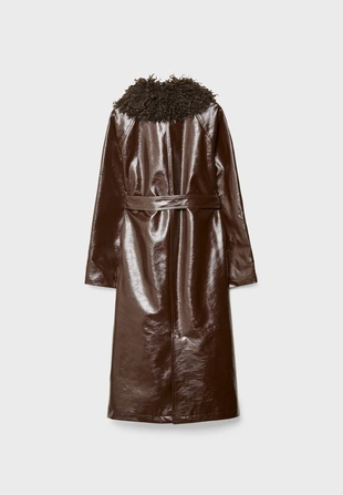 Длинный тренч из искусственной кожи- Заказать в России