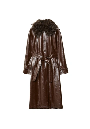 Длинный тренч из искусственной кожи- Заказать в России