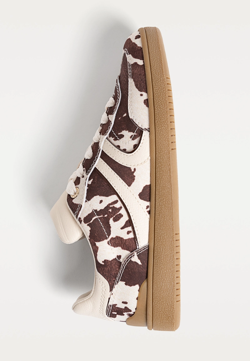 Кроссовки с принтом и искусственным мехом