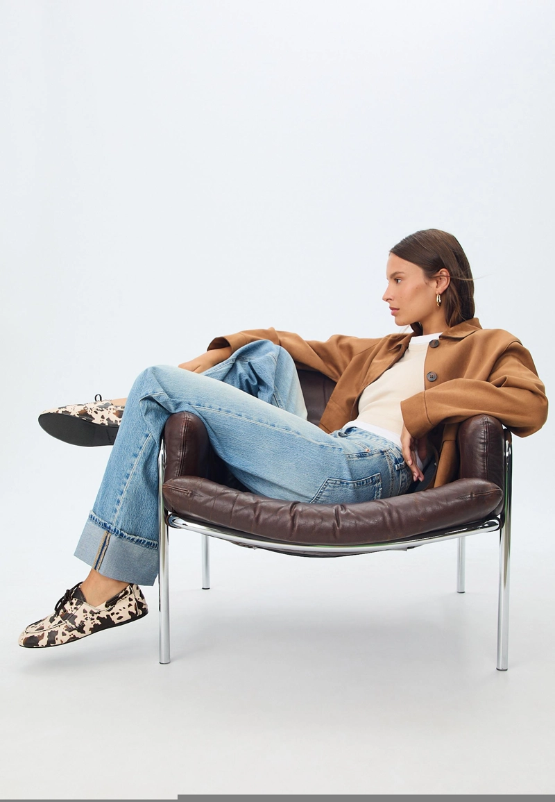 Мягкие лоферы с анималистичным принтом