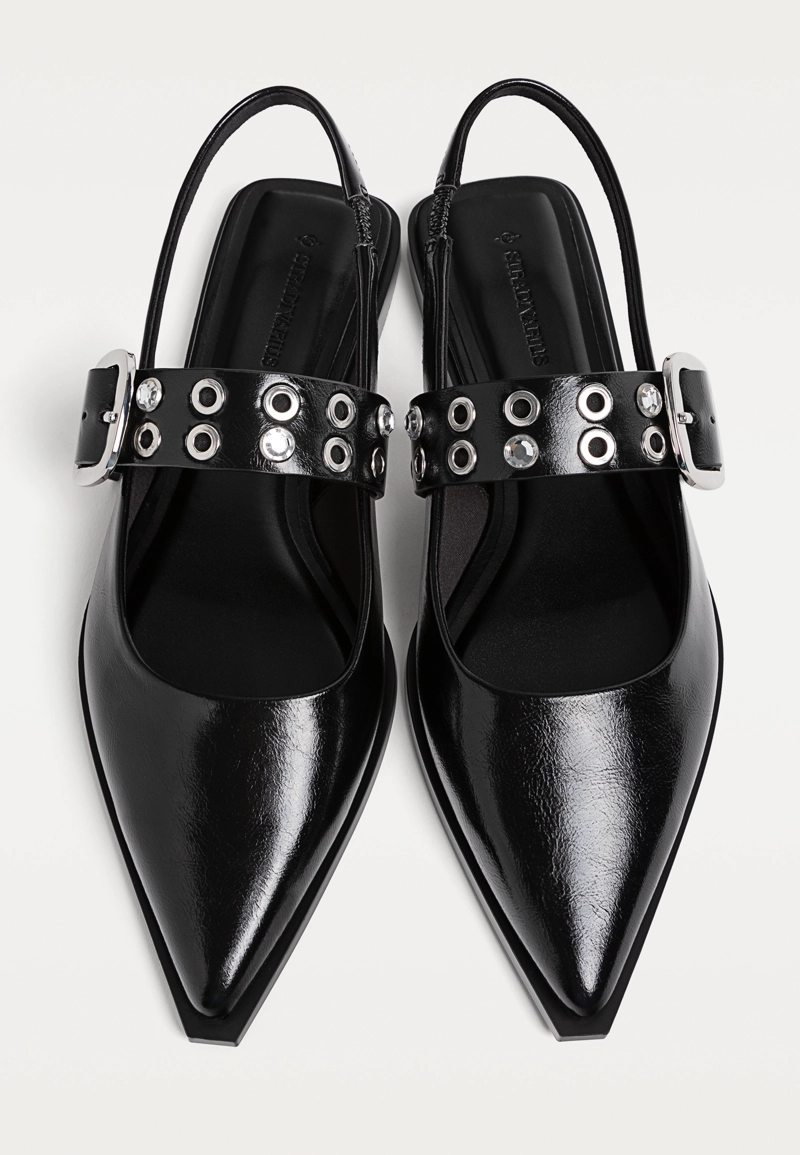 Туфли-мюли на плоской подошве с пряжкой