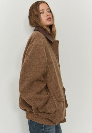 Куртка с карманами в елочку- Заказать в России