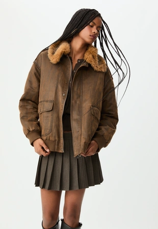 Длинная куртка из искусственного меха- Заказать в России