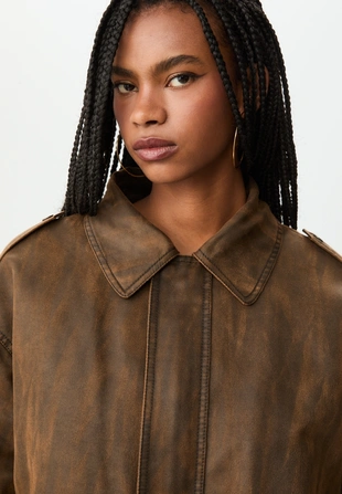 Длинная куртка из искусственного меха- Заказать в России