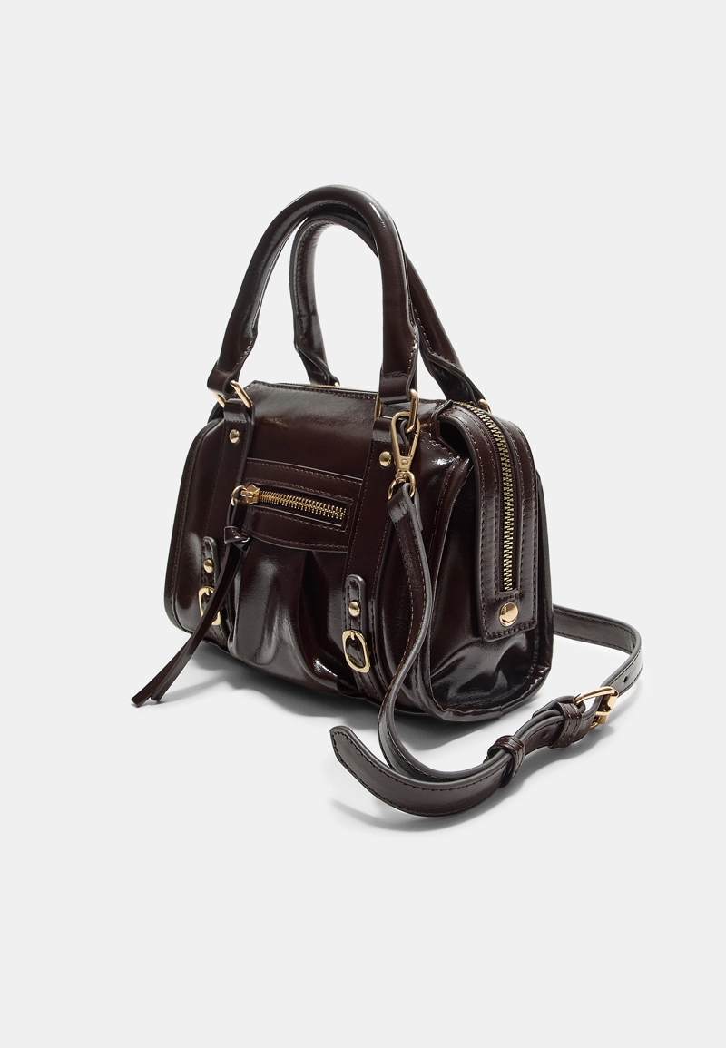 Сумка-боулинг с плечевым ремнем из искусственной кожи