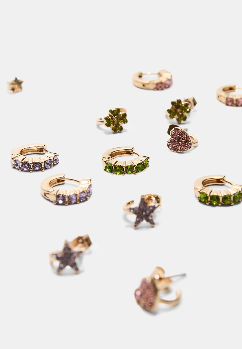 Набор из 9 пар серег с блестящей отделкой