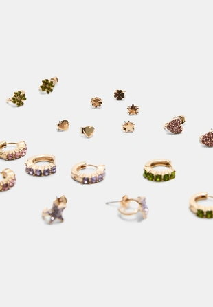 Набор из 9 пар серег с блестящей отделкой- Заказать в России