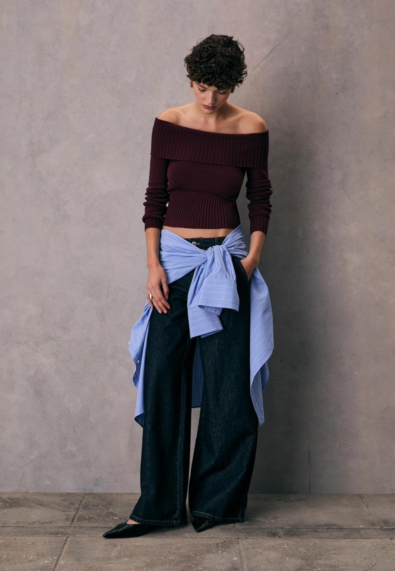 Вязаный джемпер с открытыми плечами