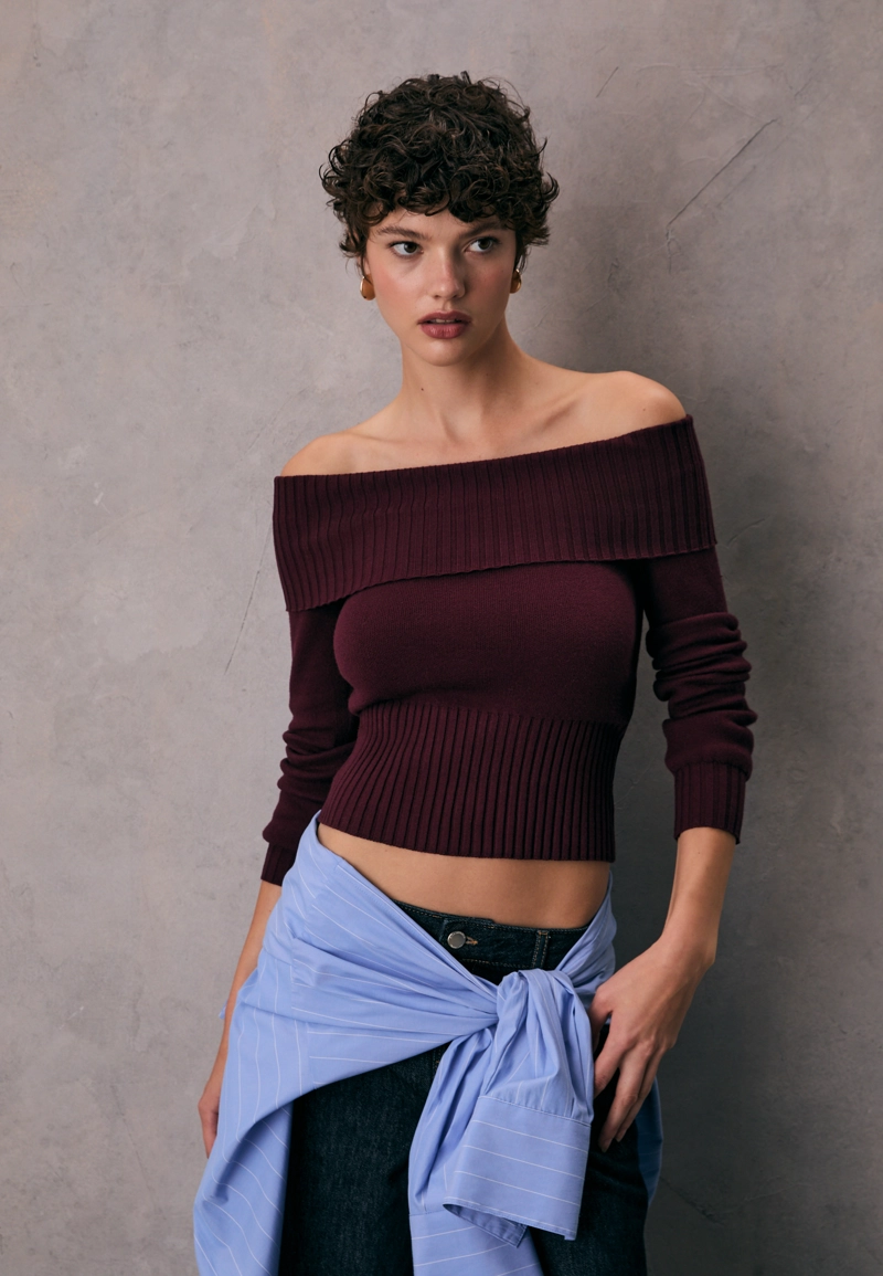 Вязаный джемпер с открытыми плечами