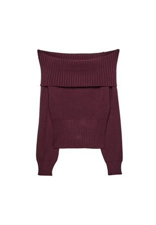 Вязаный джемпер с открытыми плечами- Заказать в России