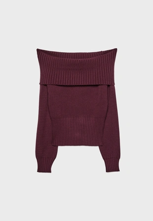 Вязаный джемпер с открытыми плечами- Заказать в России