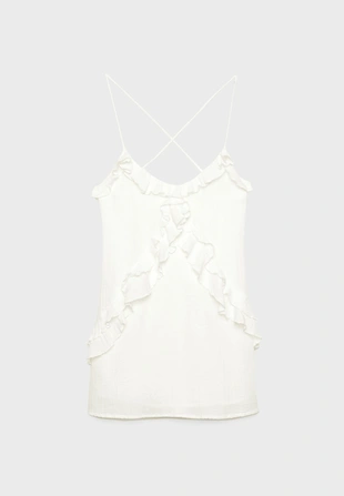 Короткое платье на бретельках с воланами- Заказать в России