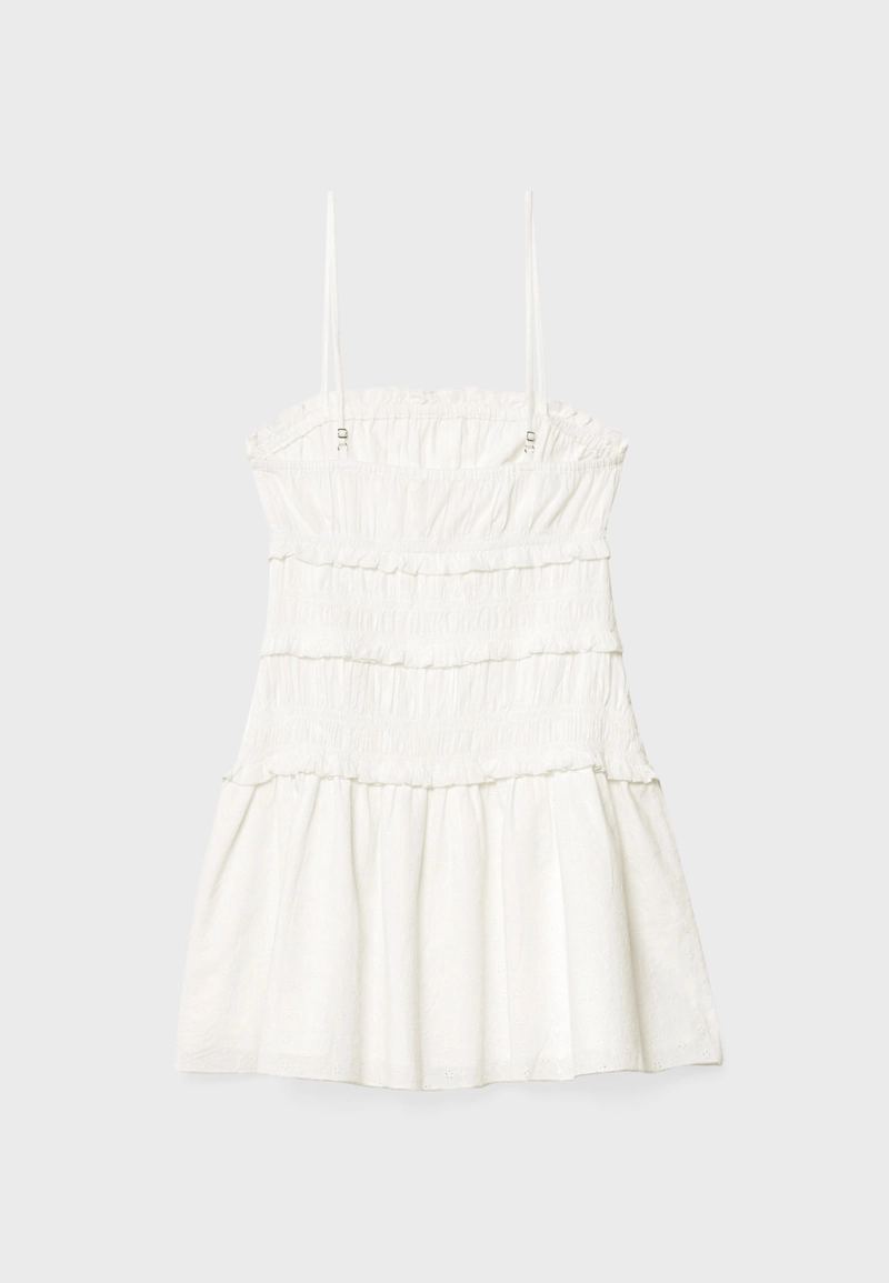 Короткое платье с присборенным топом на бретелях