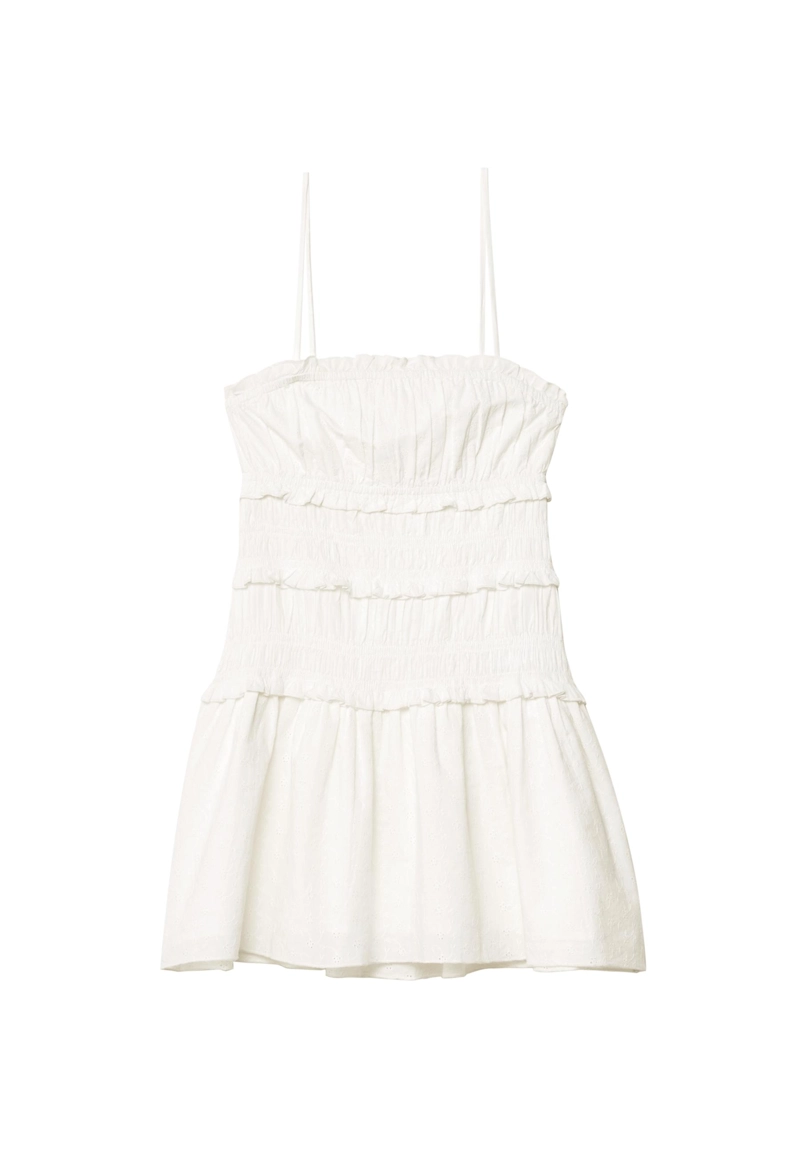 Короткое платье с присборенным топом на бретелях