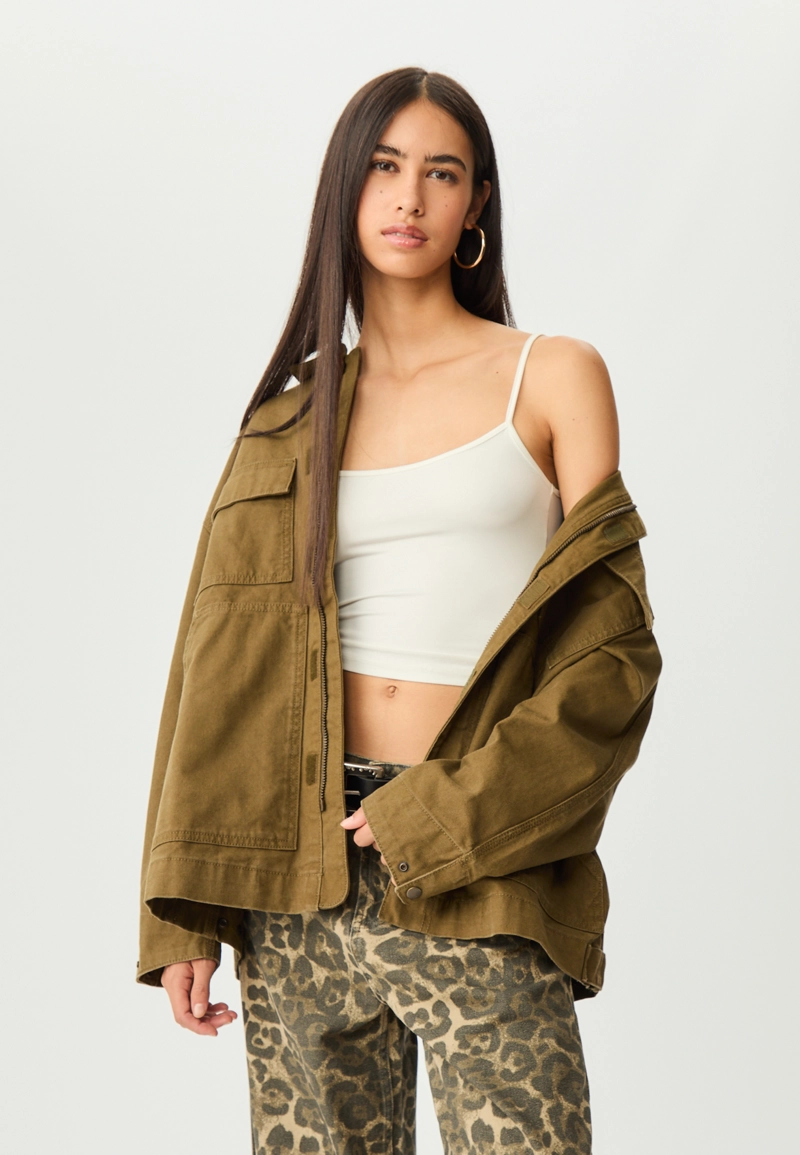 Комбинированная куртка с карманами