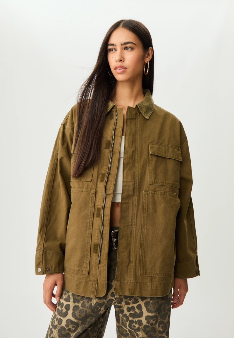 Комбинированная куртка с карманами