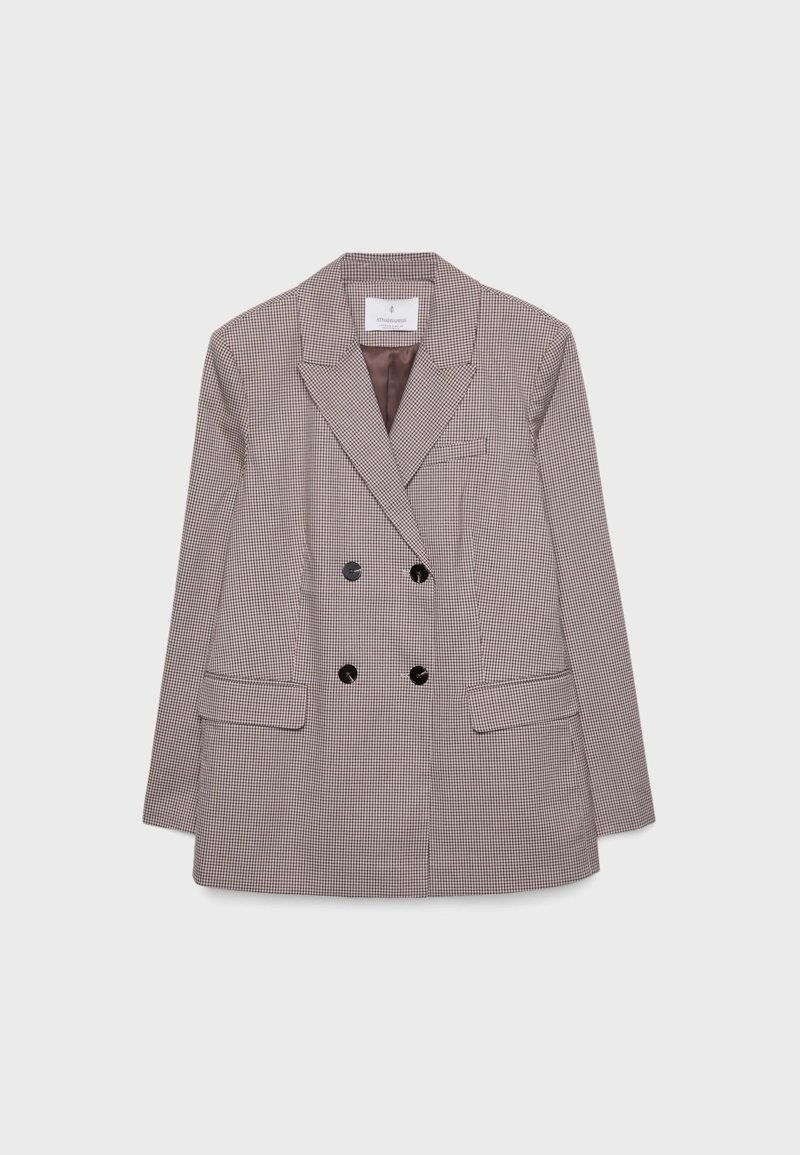 Двубортный пиджак с пуговицами и принтом