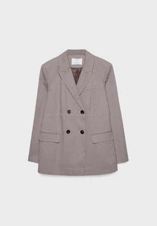 Двубортный пиджак с пуговицами и принтом- Заказать в России