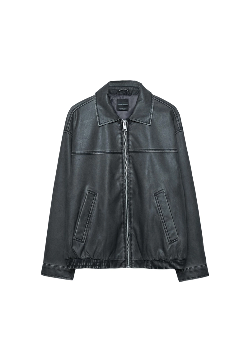 Куртка оверсайз из искусственной кожи