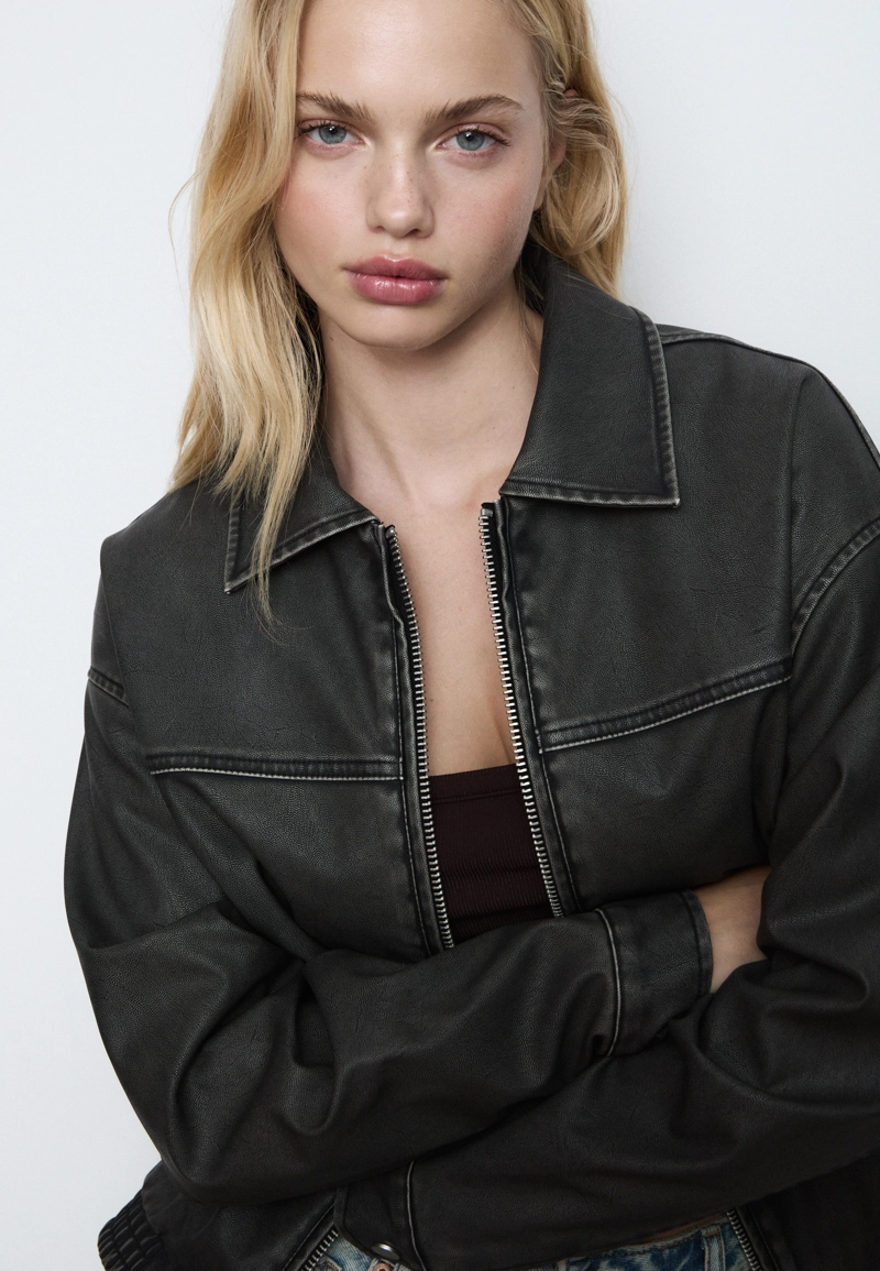 Куртка оверсайз из искусственной кожи