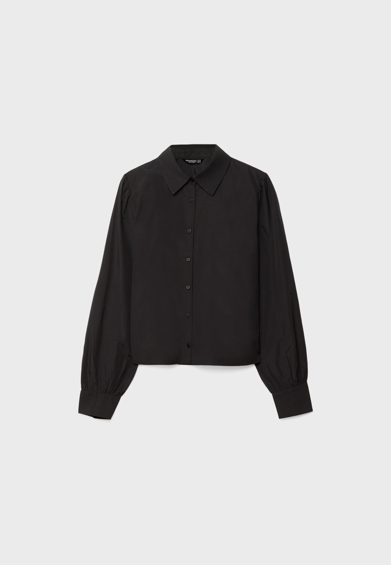 Базовая рубашка из поплина с рукавами-буфами