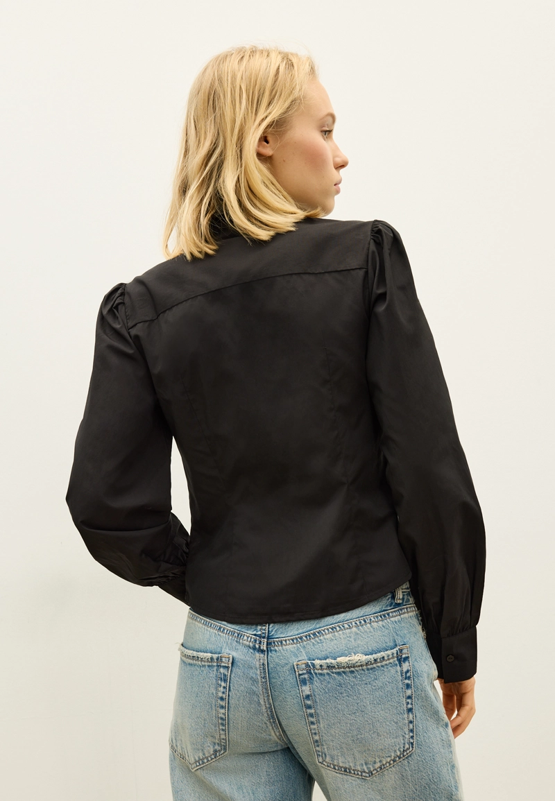 Базовая рубашка из поплина с рукавами-буфами