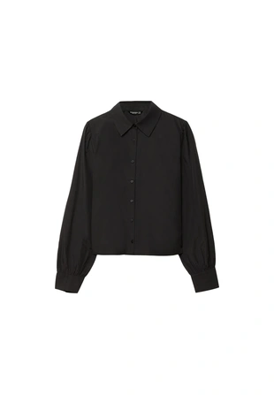 Базовая рубашка из поплина с рукавами-буфами- Заказать в России