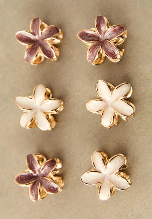 Набор из 6 мини-заколок с цветами- Заказать в России