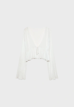 Блузка с оборками и завязками- Заказать в России