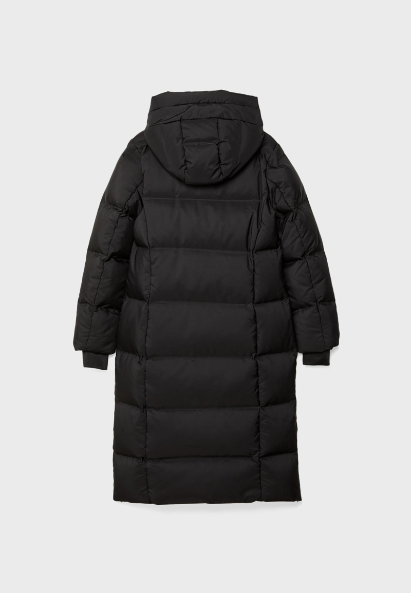 Длинное прямое стеганое пальто с пухом