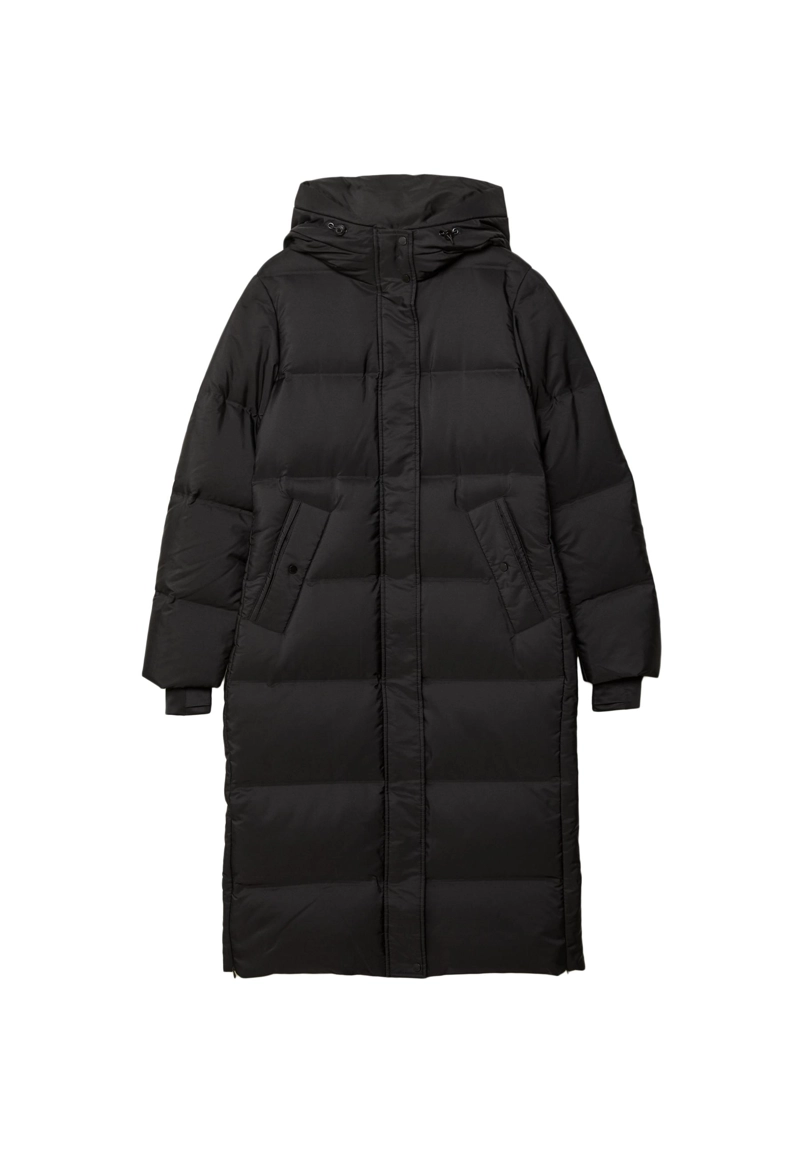 Длинное прямое стеганое пальто с пухом