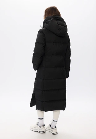 Длинное прямое стеганое пальто с пухом- Заказать в России