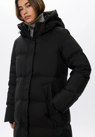 Длинное прямое стеганое пальто с пухом- Заказать в России