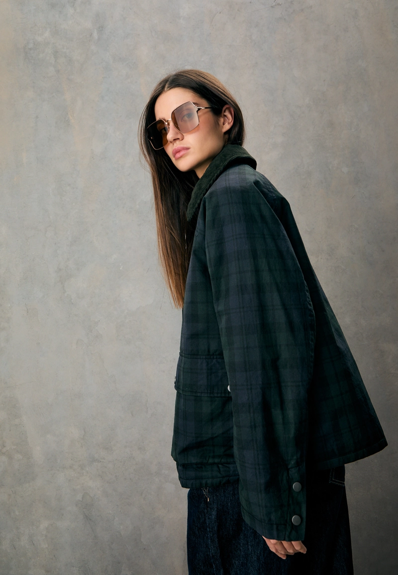 Парка в клетку с вощеным покрытием