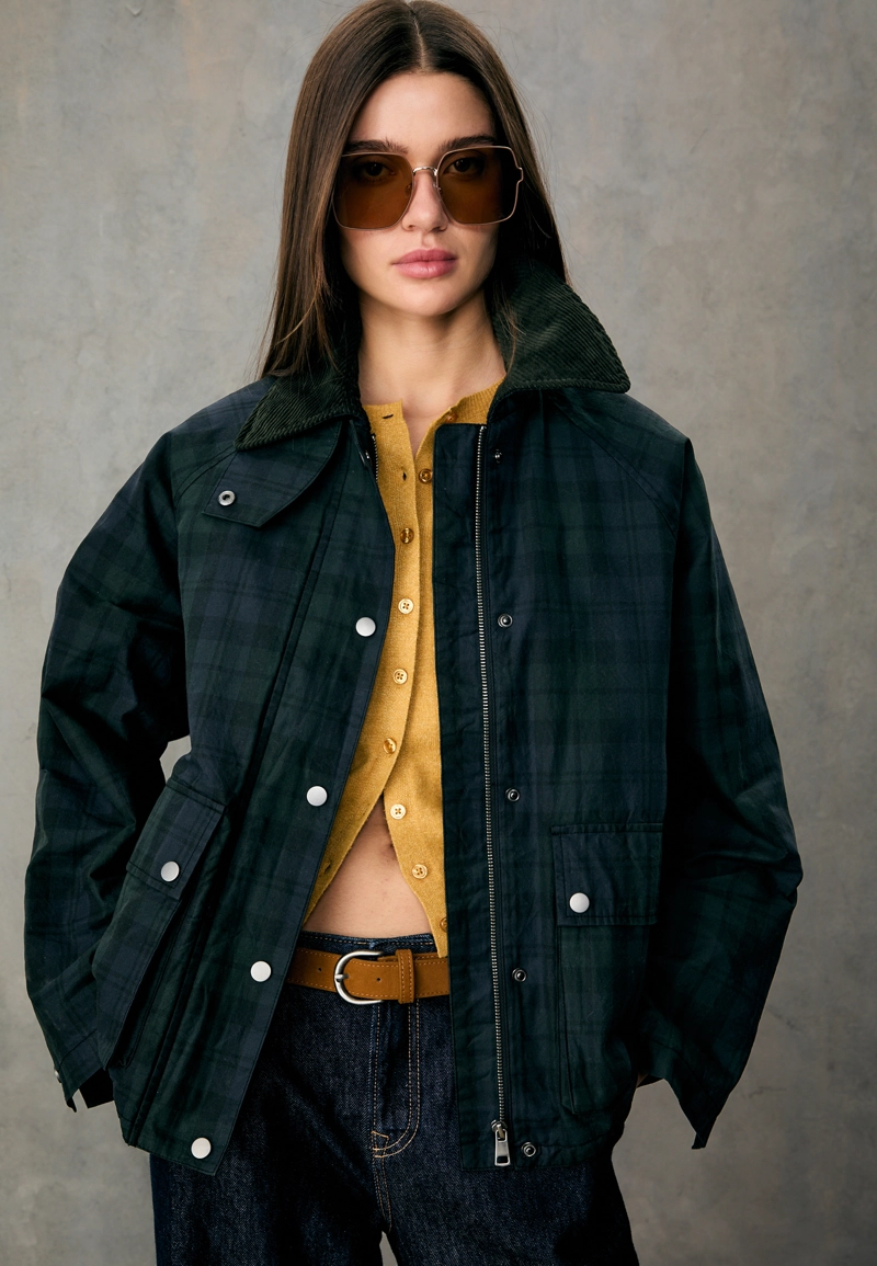 Парка в клетку с вощеным покрытием