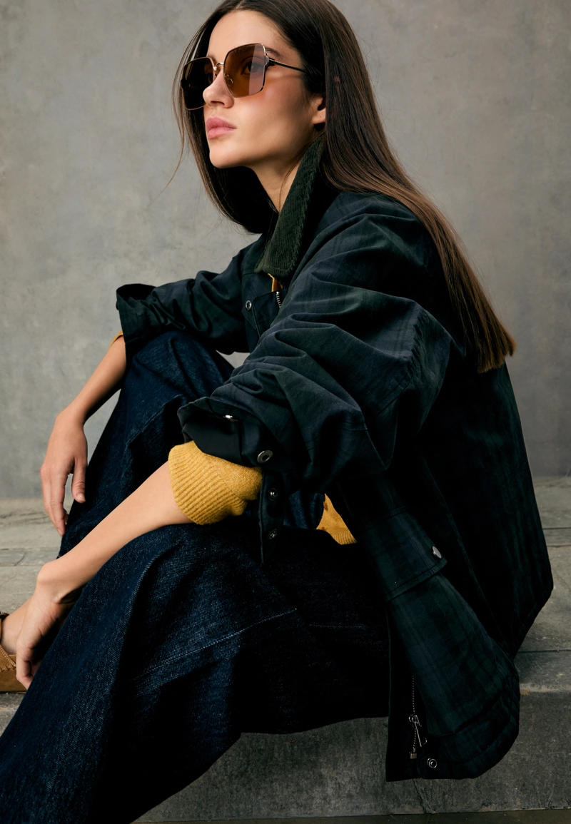 Парка в клетку с вощеным покрытием