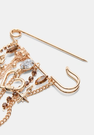 Gold|3451/908 - Stradivarius Брошь-цепочка с подвесками