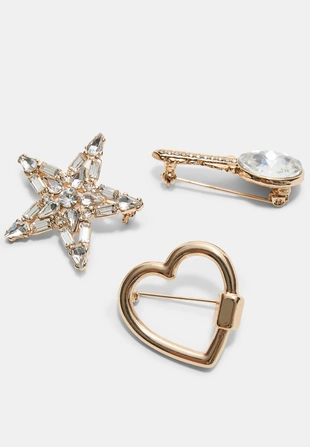 Набор из 3 комбинированных брошей в виде звезды с блестящей отделкой- Заказать в России