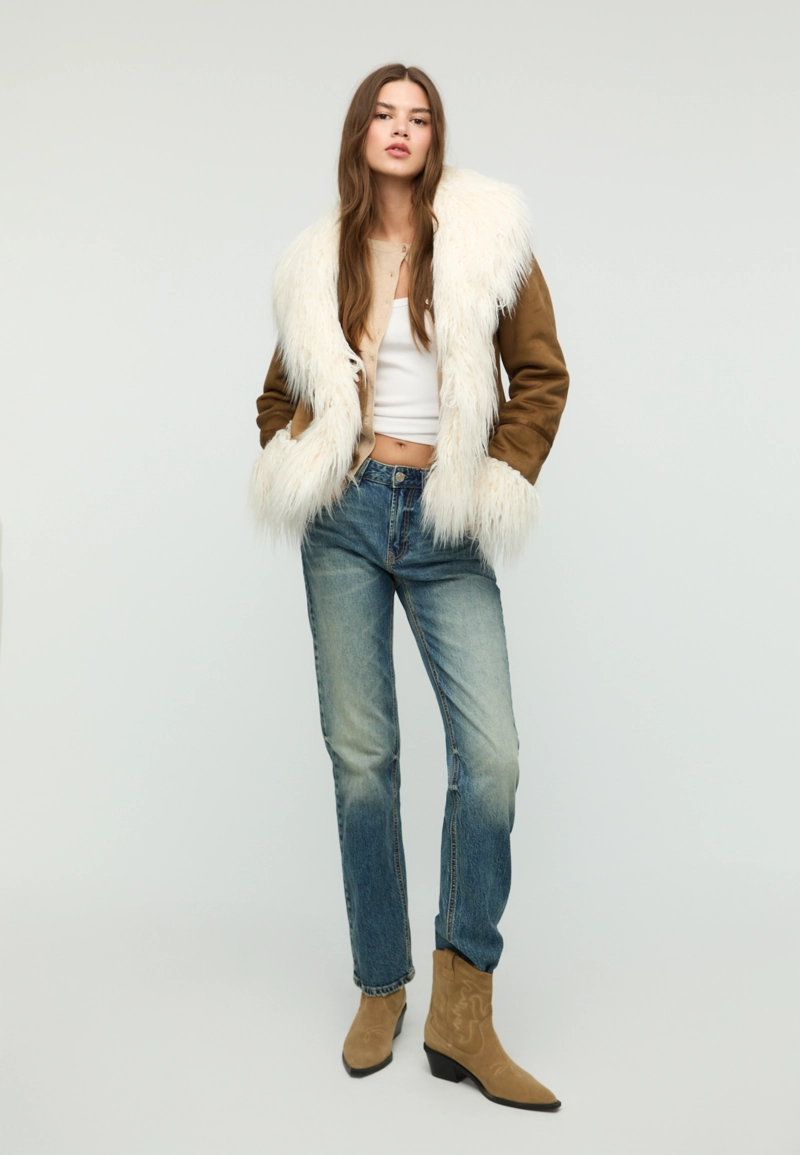 Двусторонняя куртка из длинного искусственного меха