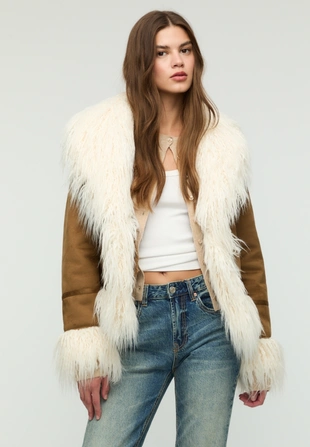 Двусторонняя куртка из длинного искусственного меха- Заказать в России